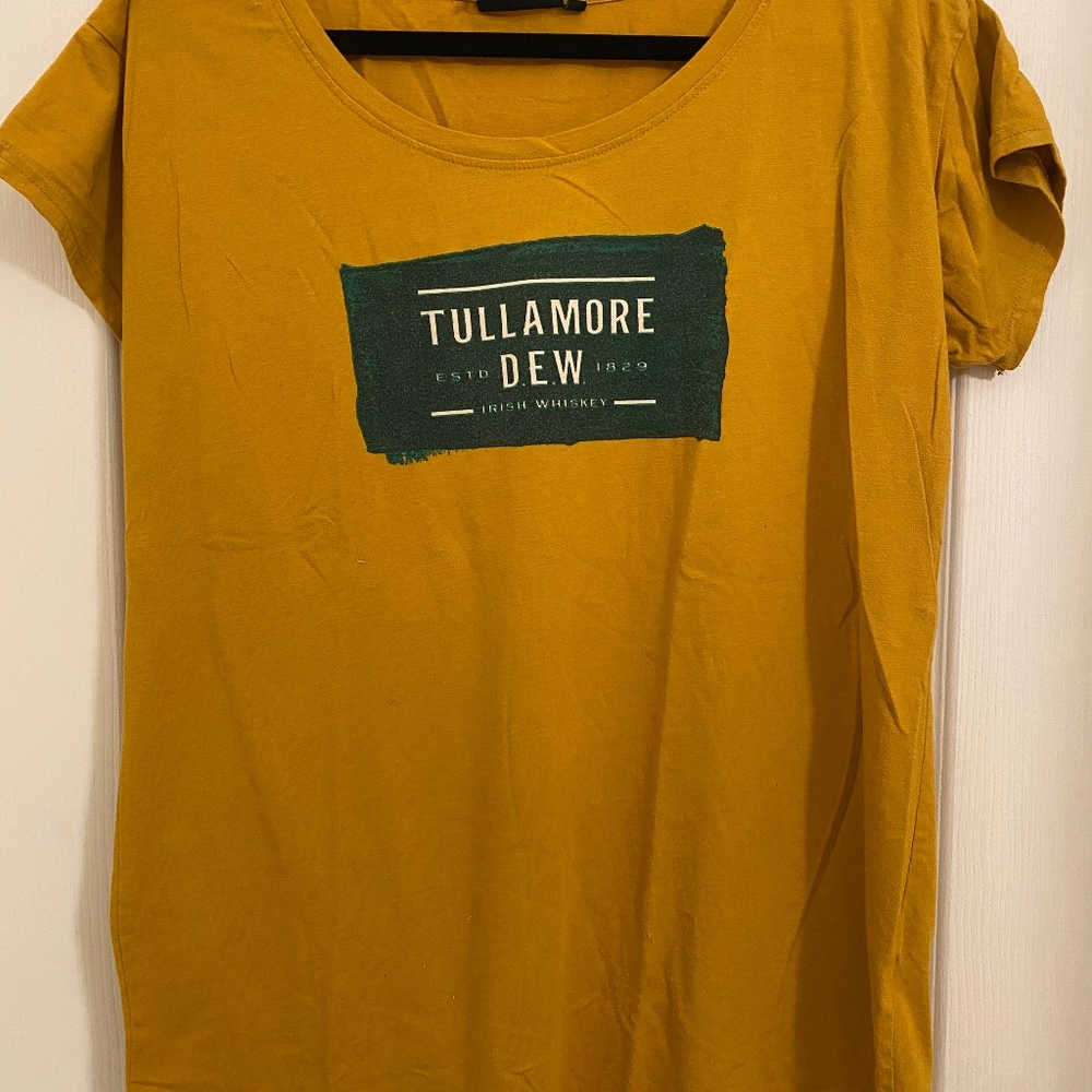 Tullamore Dew Irish Whiskey Women's T-Shirt, XL, Mustard Yellow Logo T-shirt
